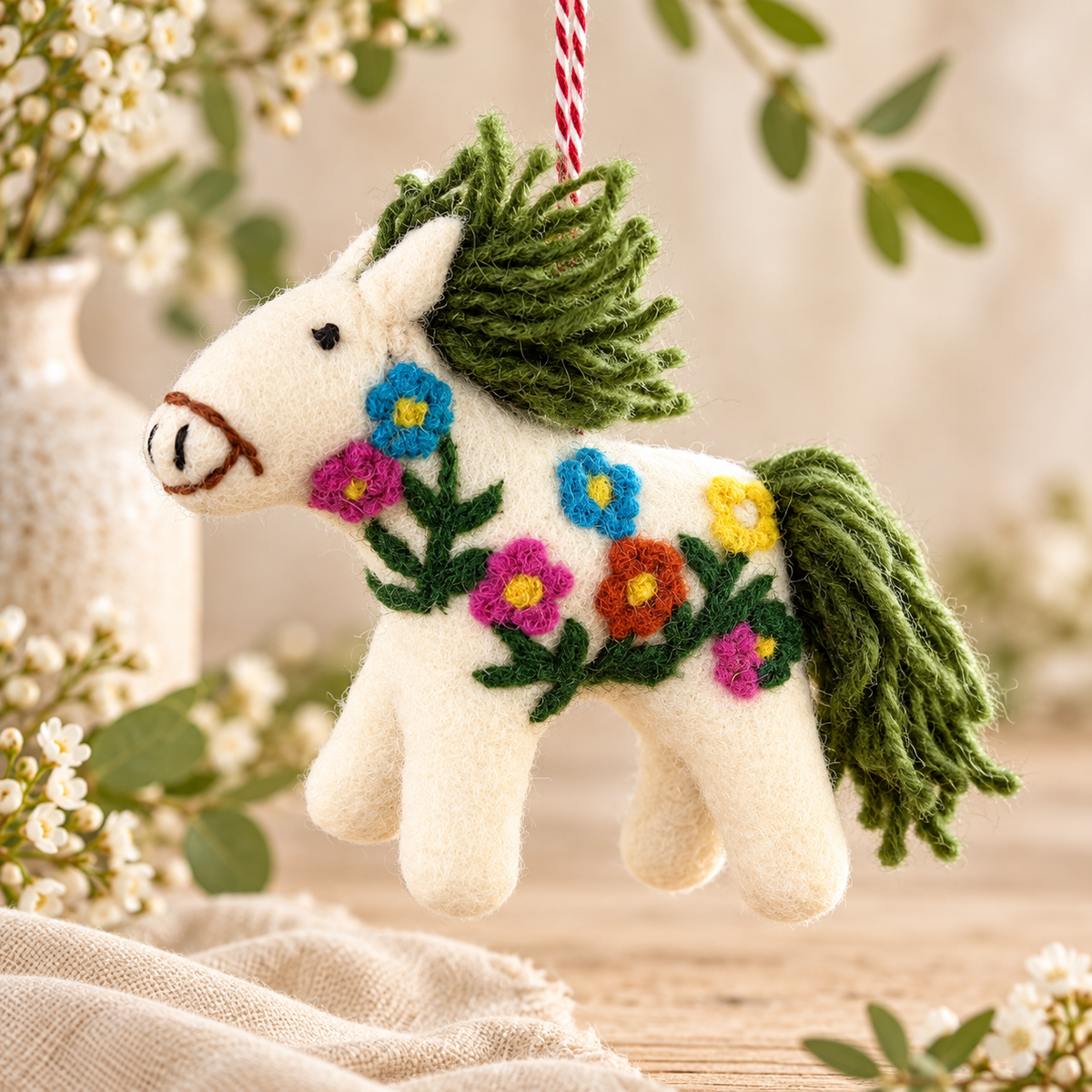 Bramble the Gardener – Equestrian Felt Horse Ornament