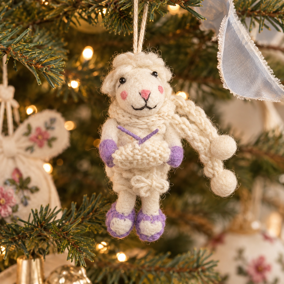 Hand-Felted Wool Ornament – Violet The Knitter