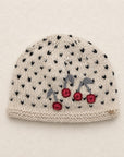 Cherries Embroidered Knit Beanie - Ecru
