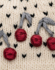 Cherries Embroidered Knit Beanie - Ecru