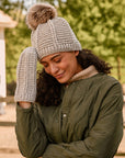 Brecken Ribbed Knit Pom Beanie - Pumice