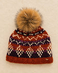 Alpine Fair Isle Embroidered Beanie - Rust
