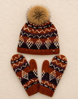 Alpine Fair Isle Emboirdered Knit Mittens - Rust