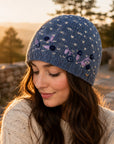 Blueberries Embroidered Knit Beanie - Slate