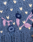 Blueberries Embroidered Knit Mittens - Slate
