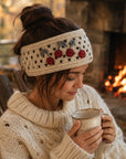 Cherries Embroidered Knit Headband - Ecru