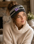 Color Block Embroidered Knit Headband - Slate