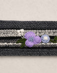 Color Block Embroidered Knit Headband - Slate