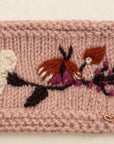 Floral Embroidered Knit Headband - Tan Rose