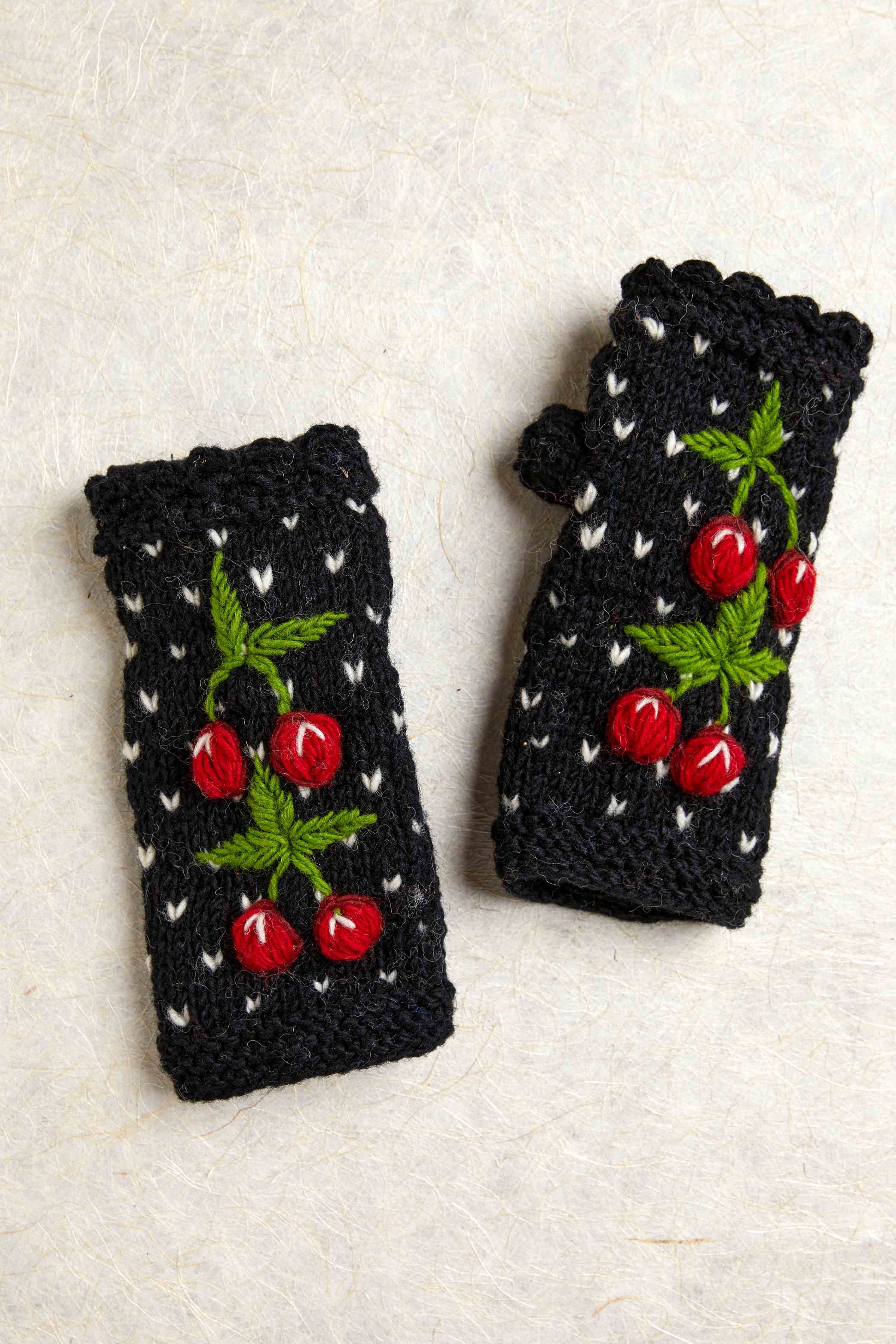 Cherries A La Mode Black Handwarmers