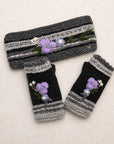 Color Block Embroidered Knit Headband - Slate
