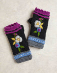 Color Block Charcoal Knit Handwarmers