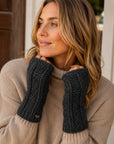 Brecken Ribbed Knit Fingerless Gloves - Charcoal