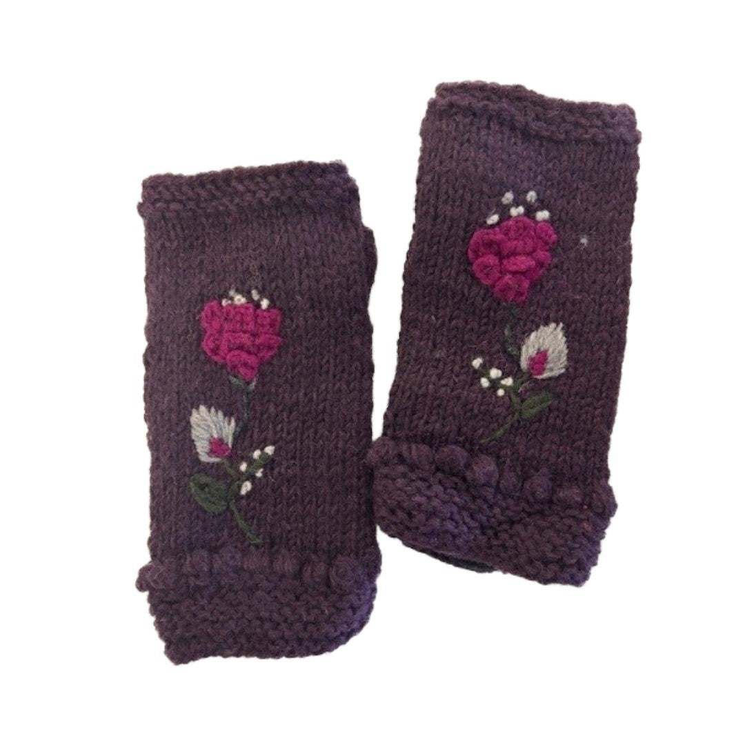 Therese Deep Plum Knit Handwarmers