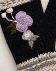 Color Block Embroidered Knit Mittens - Slate