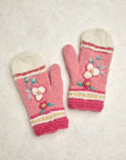 Color Block Blush Knit Mittens