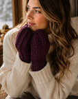 Brecken Ribbed Knit Mittens - Deep Plum