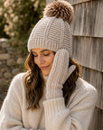 Brecken Ribbed Knit Mittens - Pumice