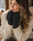 Brecken Ribbed Knit Mittens - Charcoal