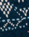 Alpine Fair Isle Embroidered Knit Mittens - Teal