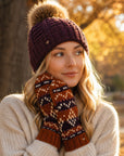 Alpine Fair Isle Emboirdered Knit Mittens - Rust