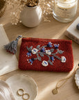 Blossom Wool Jewelry Pouch - Brick