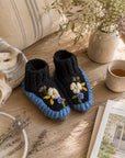 Color Block Charcoal Knit Slippers