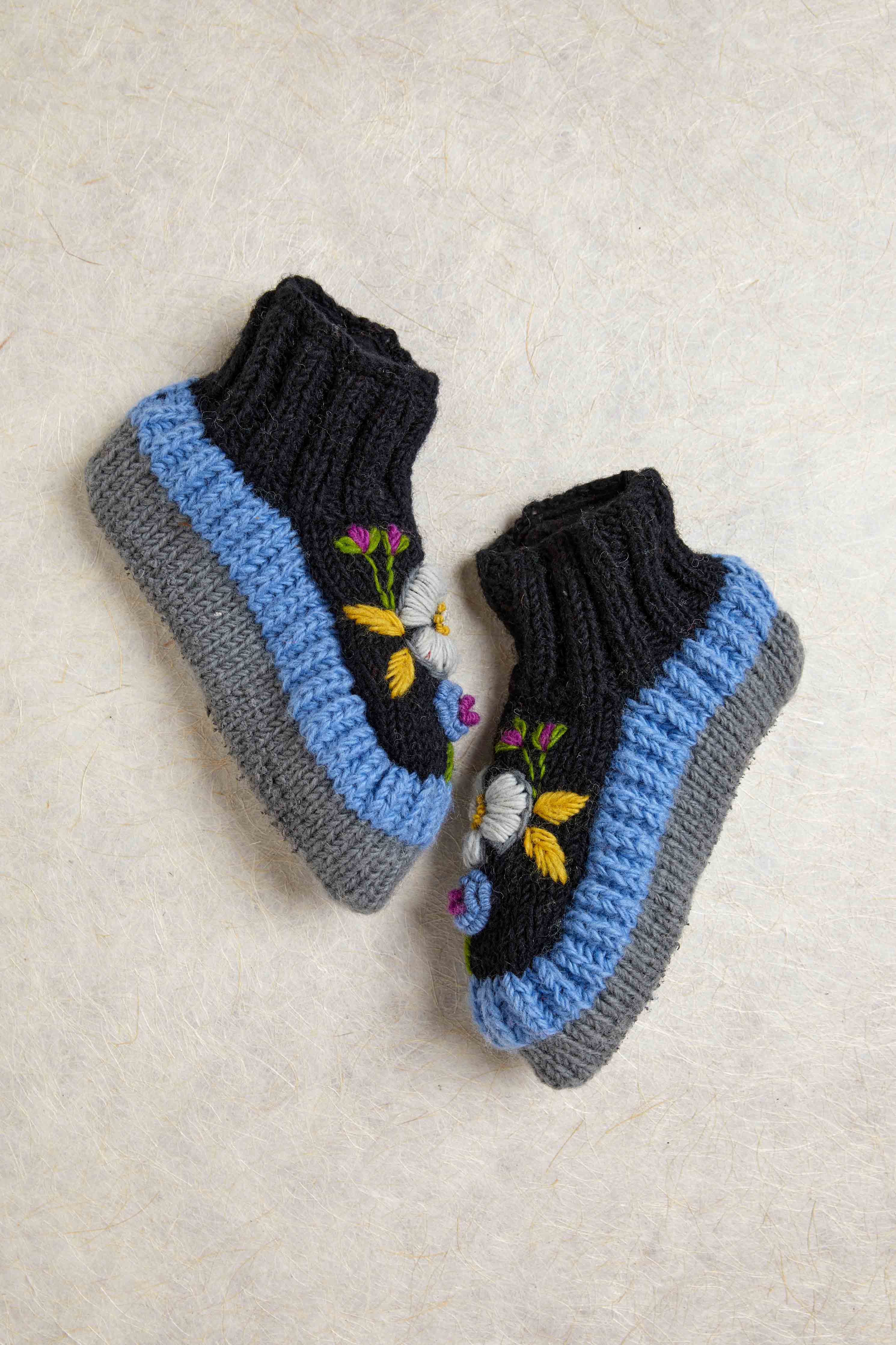 Color Block Charcoal Slippers