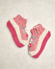 Color Block Blush Knit Slippers