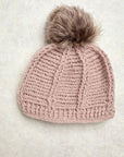 Brecken Tan/Rose Knit Pom Beanie