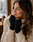 Brecken Ribbed Knit Fingerless Gloves - Noir