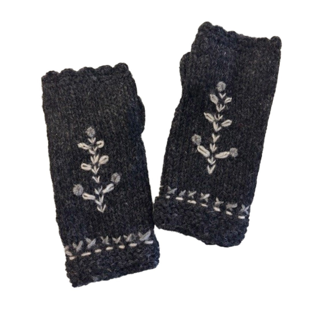 Daphne Charcoal Knit Handwarmers